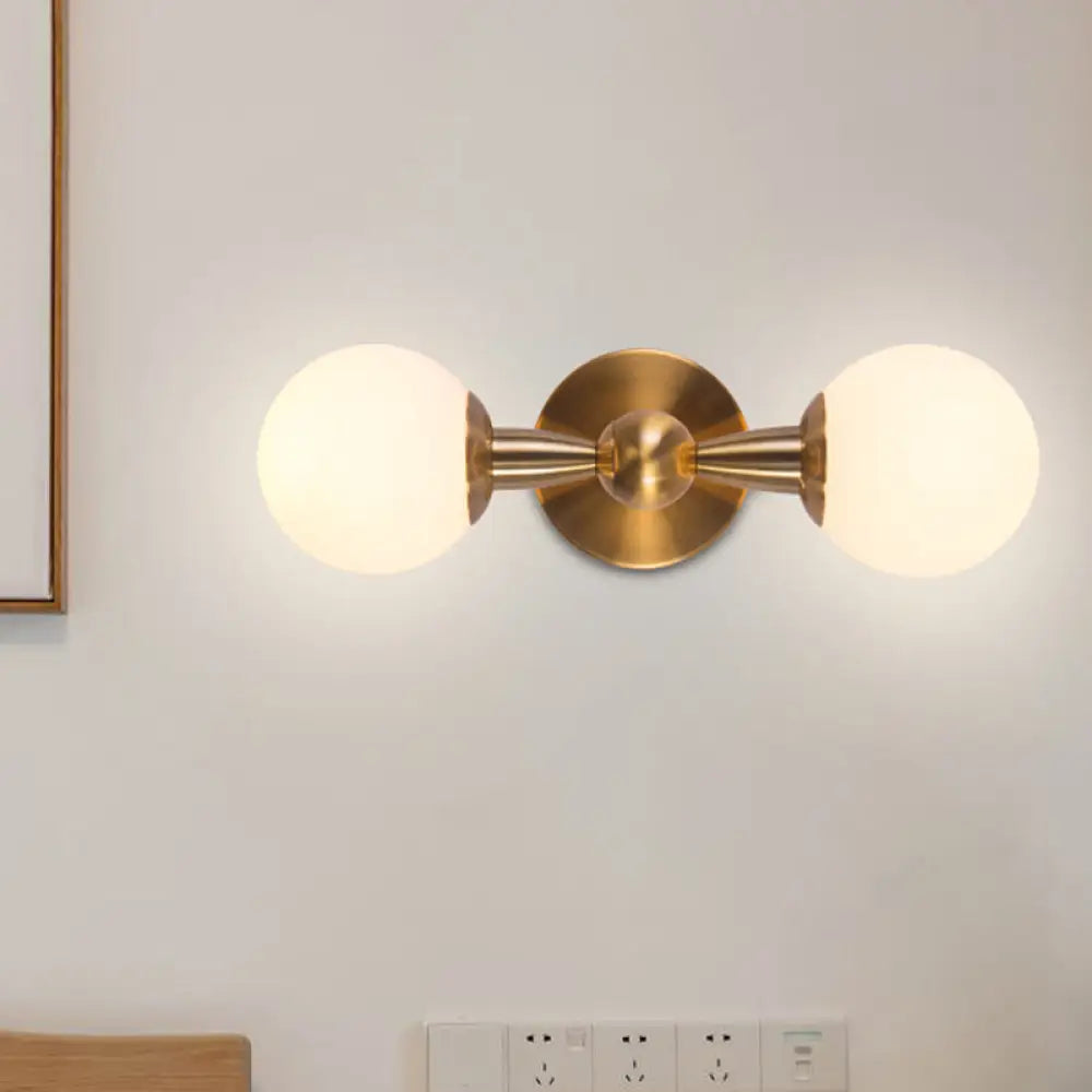 DecorBites™ Minimalist Hand-Blown Glass Spherical Wall Sconce with Half-Bulb in Gold - Perfect for Bedrooms