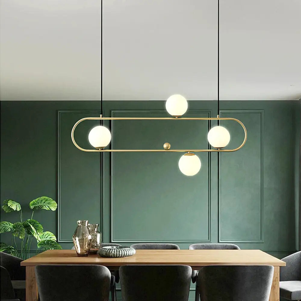DecorBites™ Minimalist Metal Island Light with Milk Glass Shade