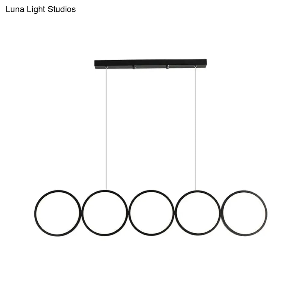 DecorBites™ Minimalist Metallic LED Black Island Suspension Lamp - Warm/White Light, 31.5"/39.5
