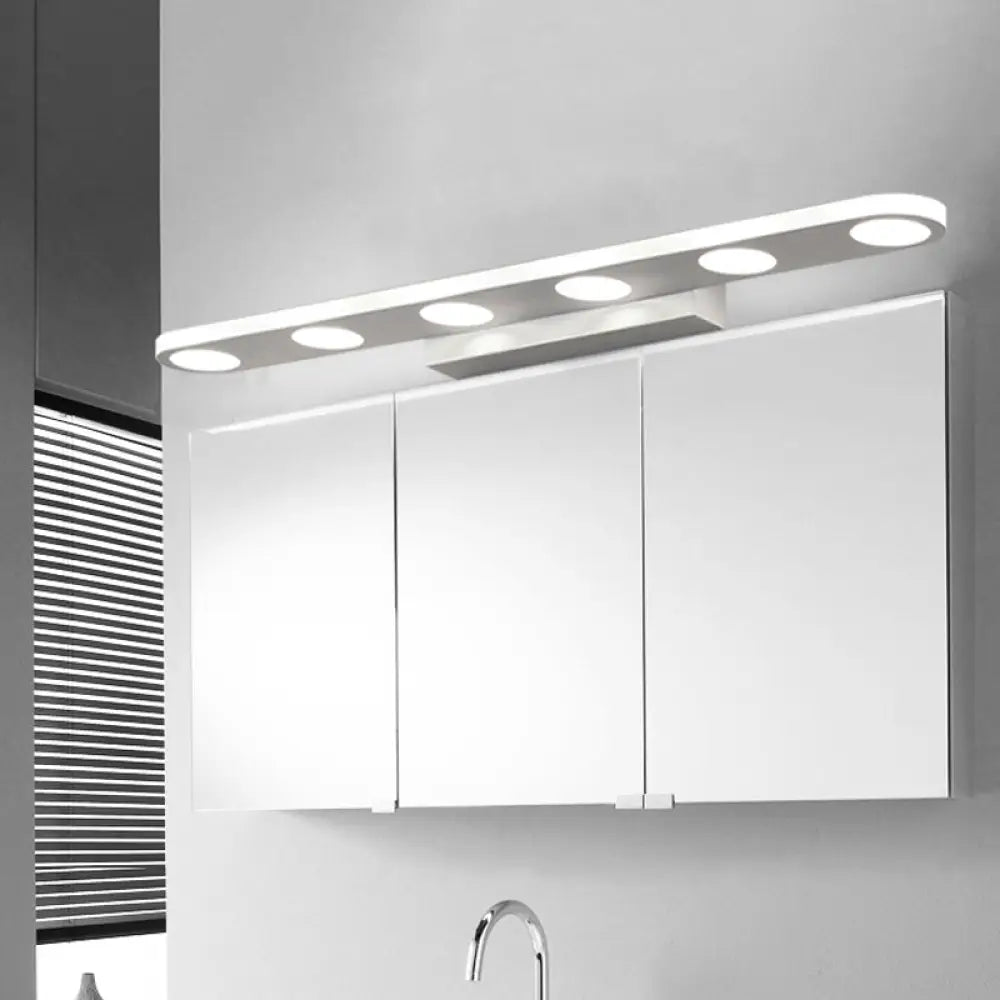 DecorBites™ Minimalist Oval Acrylic Vanity Light with 4/6 Bulbs in Warm/White - 15"/23" Length and White Finish