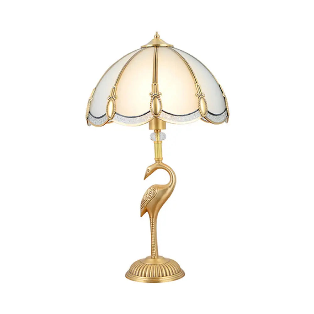 DecorBites™ Minimalist Peacock Feather Beveled Glass Table Lamp in Brass – 1-Light Living Room Nightstand Lighting