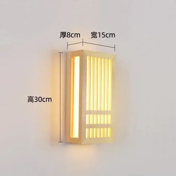 Minimalist rectangular led wood wall lamp for bedroom living room