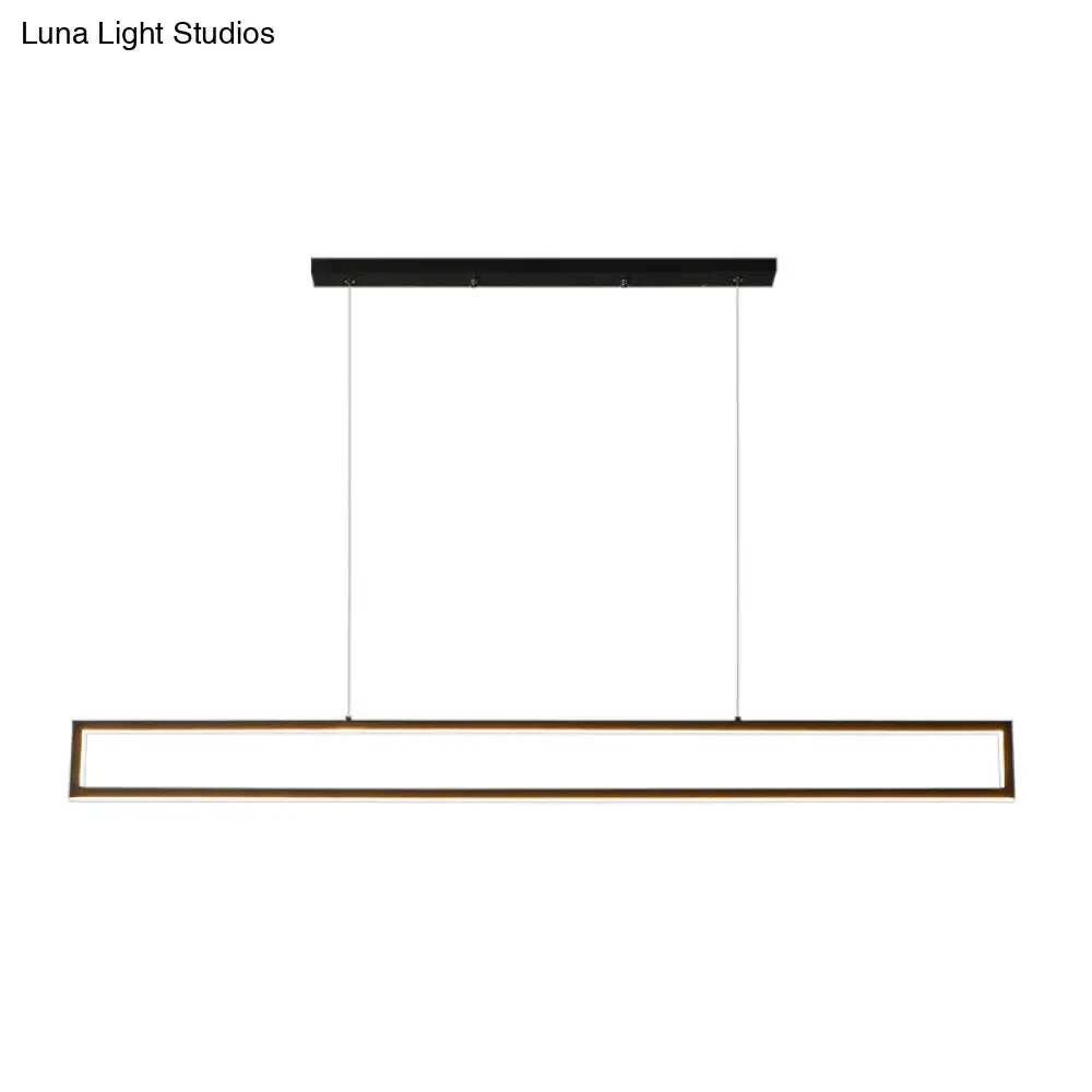 DecorBites™ Minimalist Rectangular Metal LED Pendant Lamp for Dining Room: White/Warm Light, 39"/47" Long