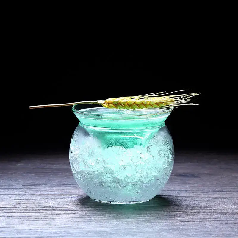 Minimalist stemless martini chiller glass for dining room entertaining