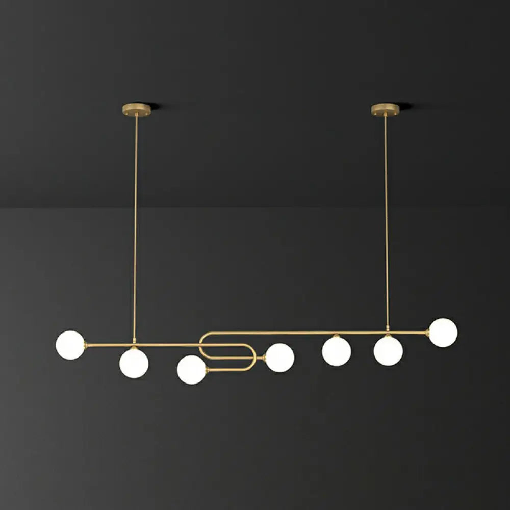 DecorBites™ Minimalist U-Shaped Gold Metal Suspension Light with Milky Glass Shade for Dining Room Island