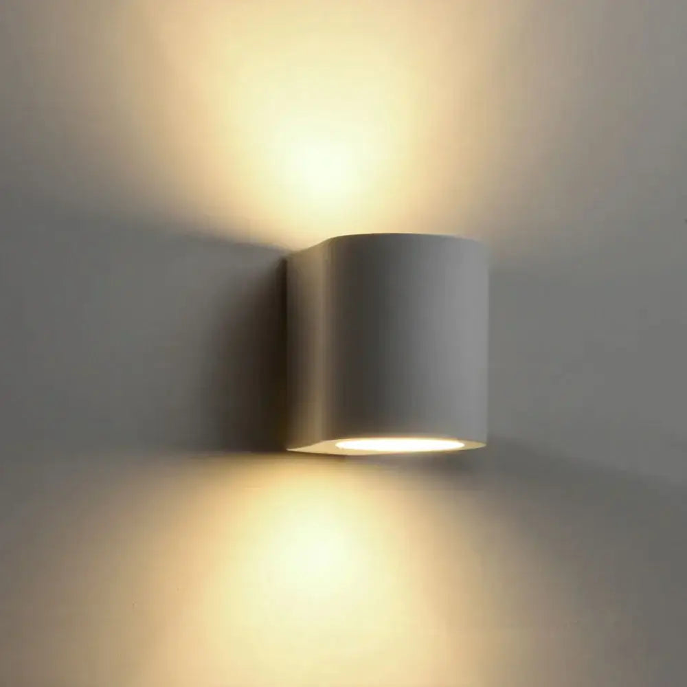 Minimalist white & gray gypsum wall lamp for living room diffused light