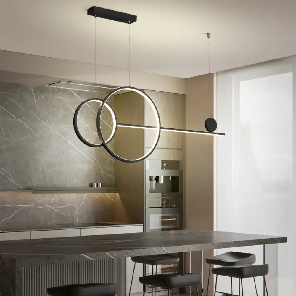 Minimalist white linear led hanging lamp for dining room