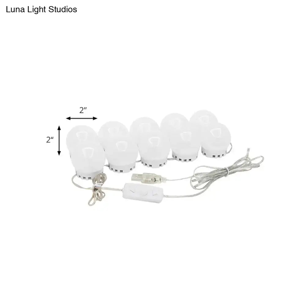 Minimalist white oval led vanity strip mirror dressing room lighting