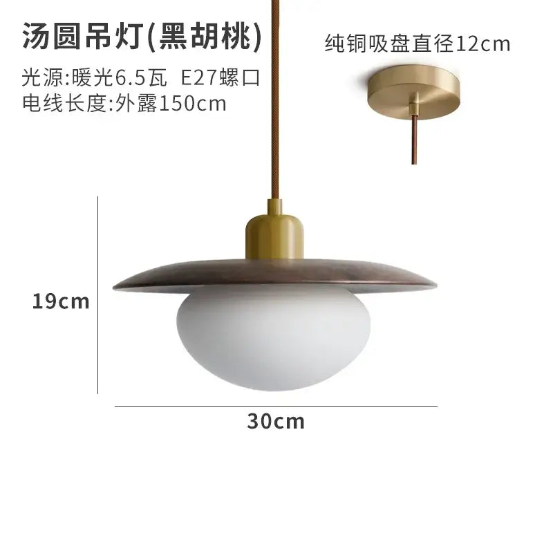 Minimalist wood and brass pendant lights dining room cream wind