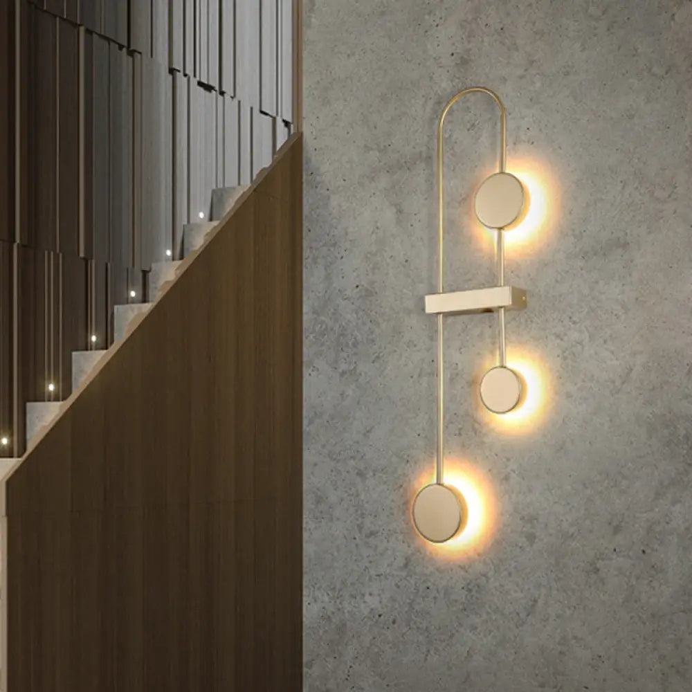 DecorBites™ Minimalistic Black/Gold Metal LED Wall Sconce with 3 Arched Heads - Warm/White Light