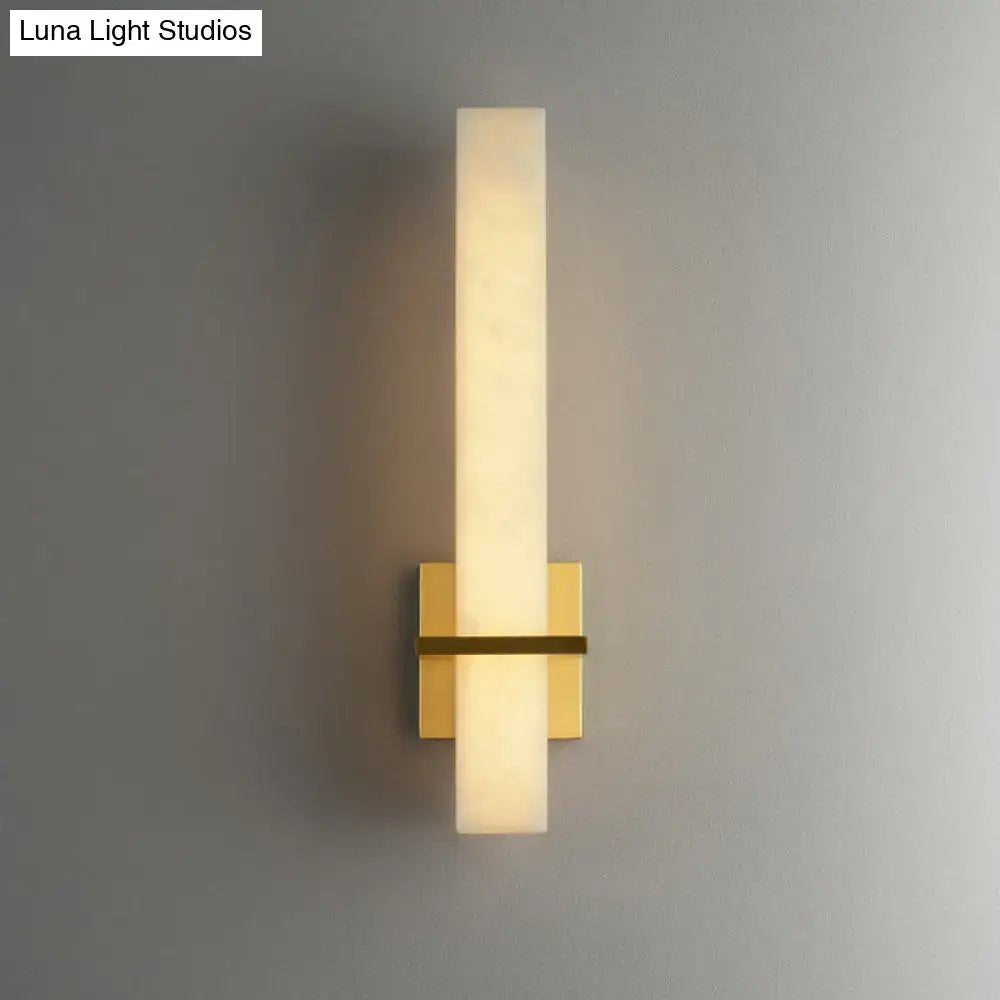 Minimalistic marble wall sconce amber glass bedroom light 110v-120v