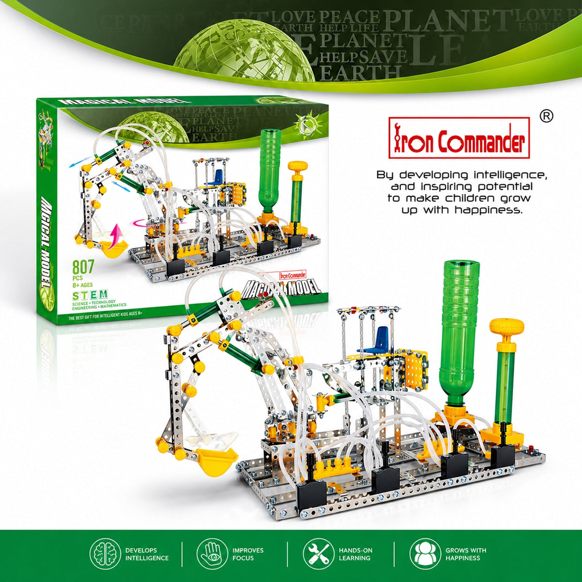 Functioning Claw with Air Pressure Construction Model Kit (807 Pieces)