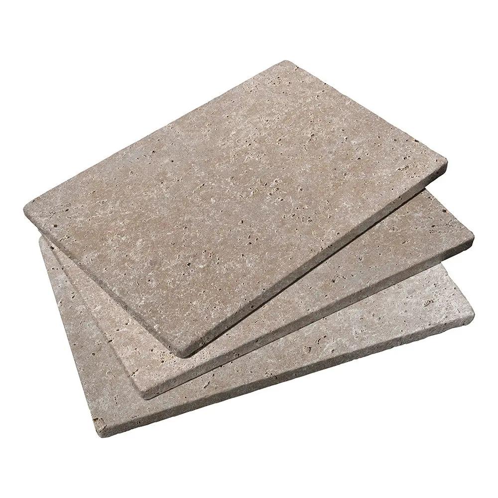 Mocha Noce Tumbled Bullnose Travertine Pool Coping 6x12, 2 in. Thick