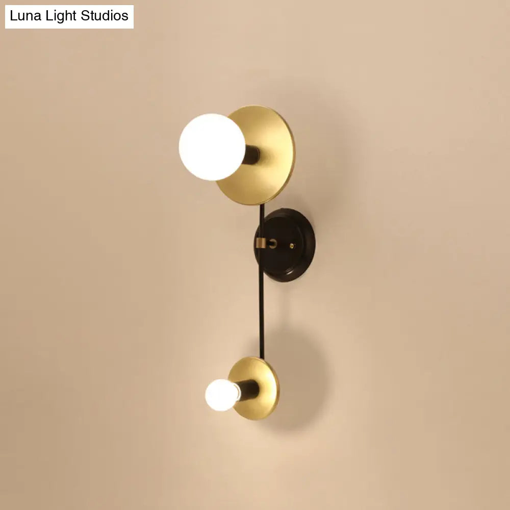 DecorBites™ Modern 2-Light Balance Scale Wall Sconce: Black & Gold, Milky Glass Reading Lamp