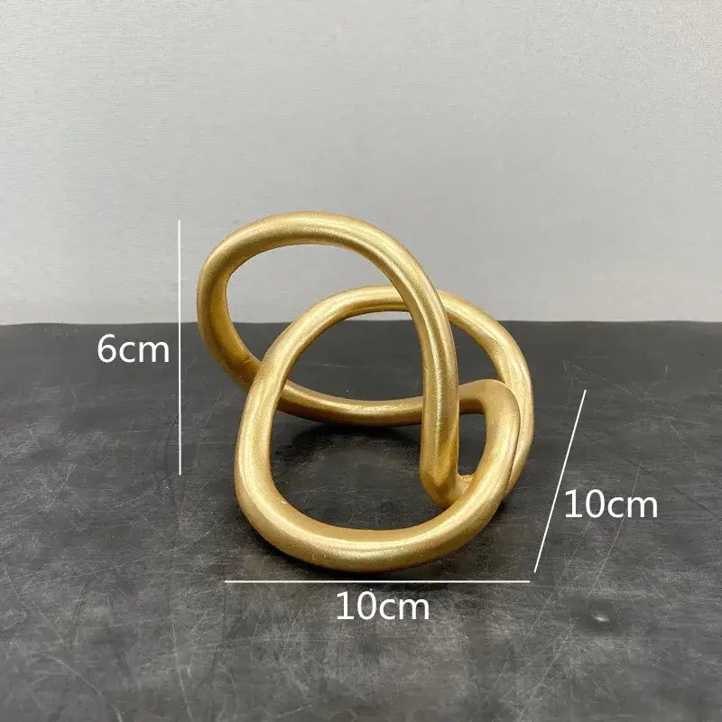 Modern abstract gold ring knot sculpture living room art decor