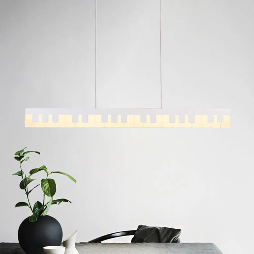 DecorBites™ Modern Acrylic Piano Key Chandelier Lamp Fixture Kids LED Ceiling Light - White/Black, White/Warm Light