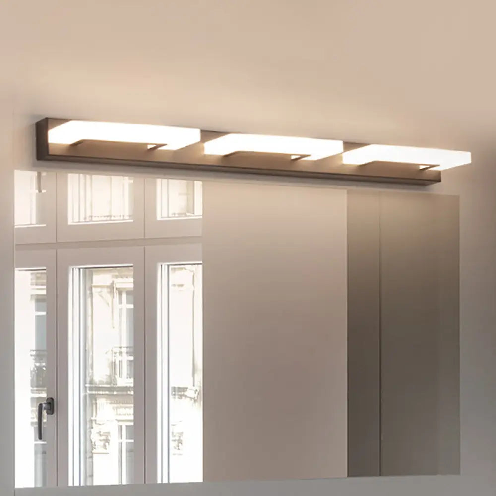 DecorBites™ Modern Acrylic Rectangle Vanity Sconce - 2/3 Heads Black Wall Lighting for Bathroom with Warm/White Light