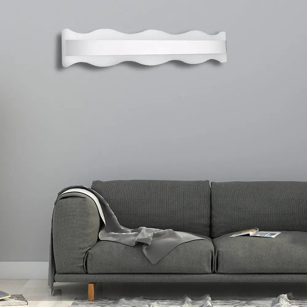 DecorBites™ Modern Acrylic Wave Vanity Lighting - LED 16"/20" Wide White Sconce Light Fixture - White/Warm Light