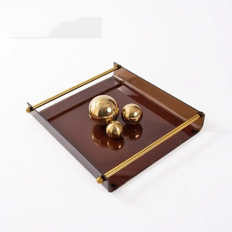 Modern amber acrylic fruit plate tray dining room brass handles