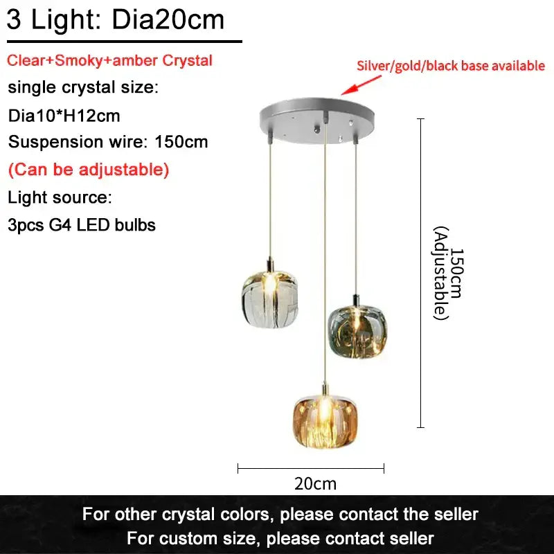 Modern amber and gold crystal led ceiling chandelier living room