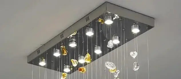 Modern amber & clear crystal dining chandelier living room light