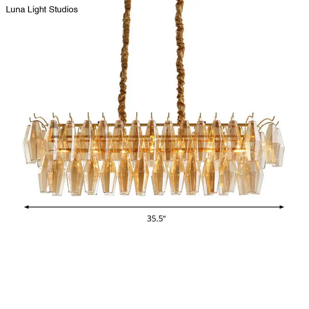 Modern amber crystal oval island light fixture for dining room