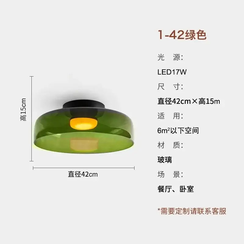 Modern amber glass led ceiling light for living room