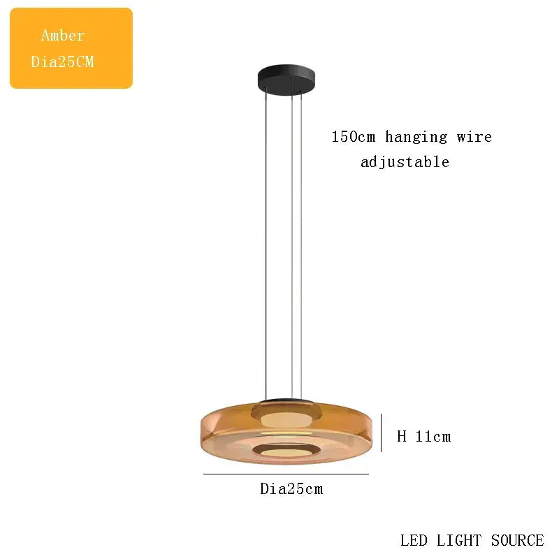 Modern amber glass led pendant lights dining room chandelier
