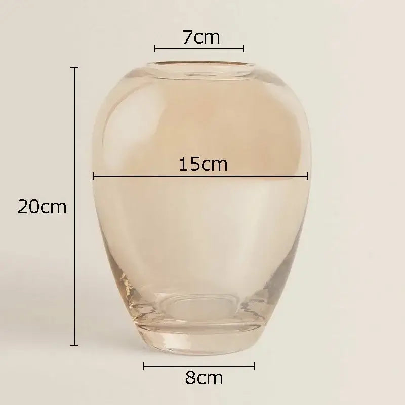 Modern amber glass vase transparent flower pot living room decor