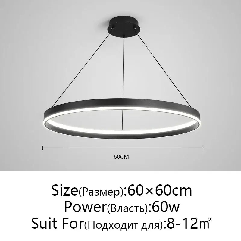 Modern artistic black chandelier living room led pendant light