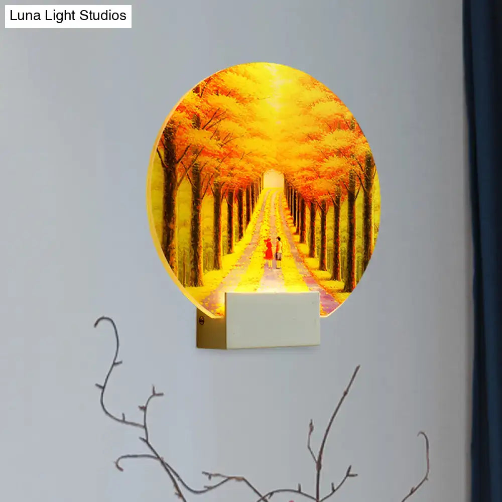 Modern autumn forest acrylic wall lamp living room fixture height 12in
