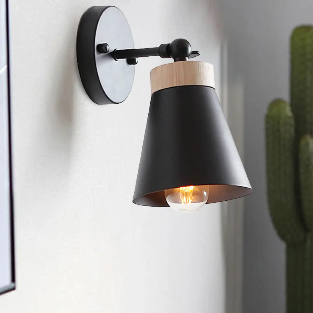 DecorBites™ Modern Bedside Sconce with Adjustable Metallic Shade - Black/White Finish Wall Lamp