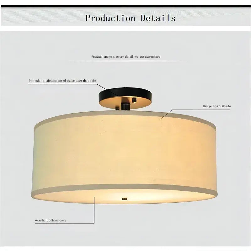 Modern beige country fabric led ceiling light dining room