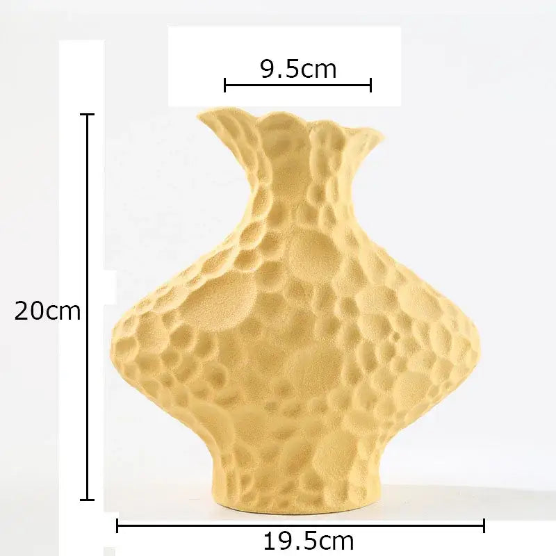 Modern beige frosted ceramic vase textured living room decor