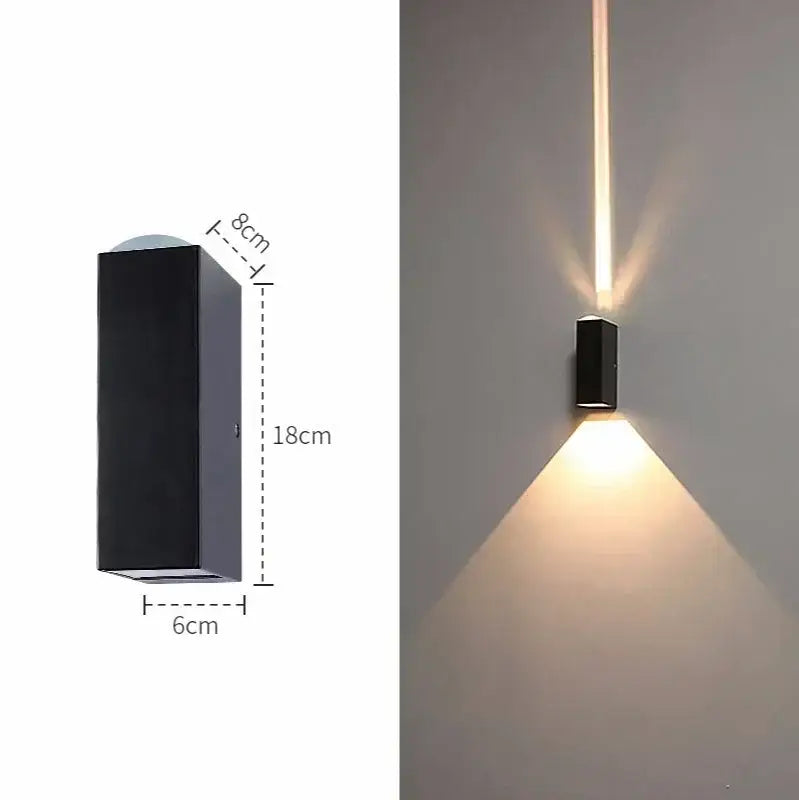 Modern black aluminum waterproof porch spot wall lamp for living room