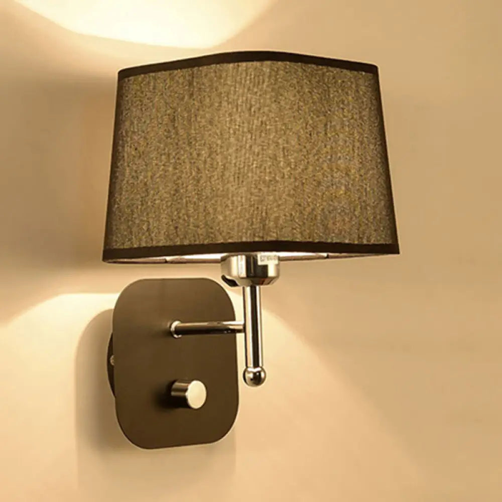 DecorBites™ Modern Black and Beige Tapered Wall Sconce with 1 Light and Backplate