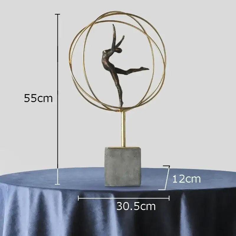 Modern black and gold gymnast figures living room sculpture