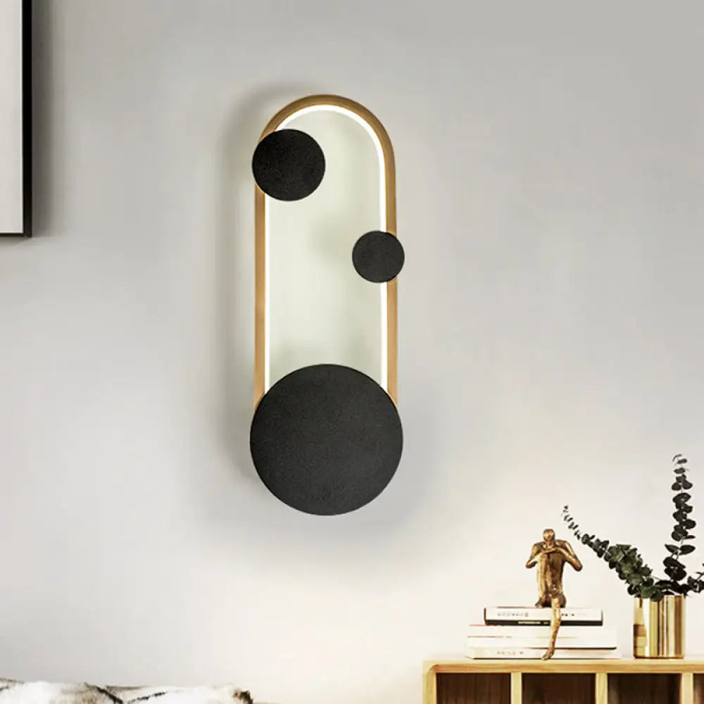 DecorBites™ Modern Black and Gold Metallic Arc Wall Sconce LED Light Fixture - Warm/White Lighting