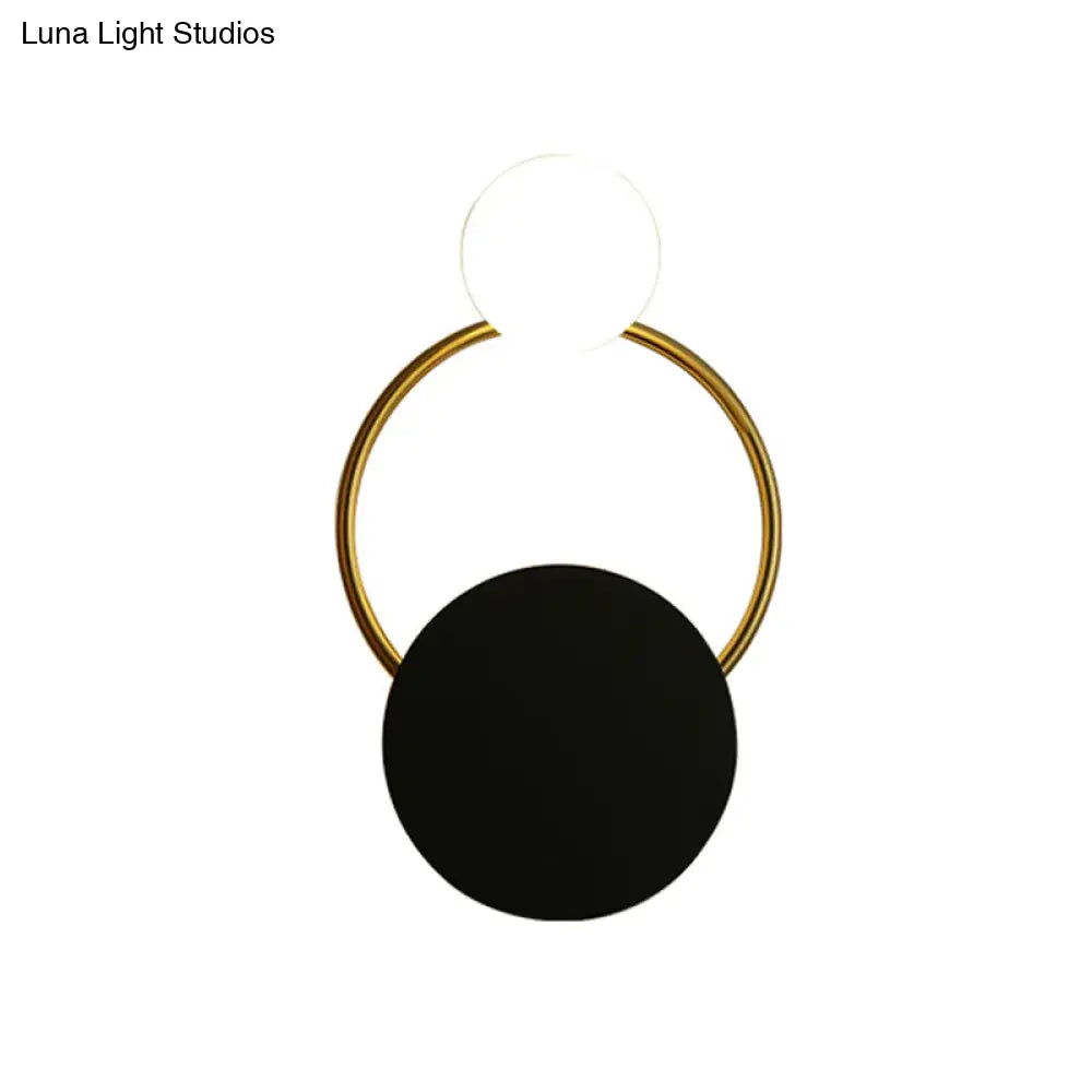 DecorBites™ Modern Black and Gold Round Wall Sconce for Bedside Lighting