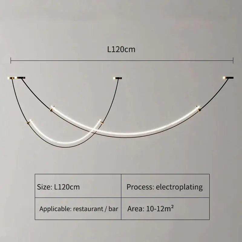 Modern black and white designer arc line dining room chandelier