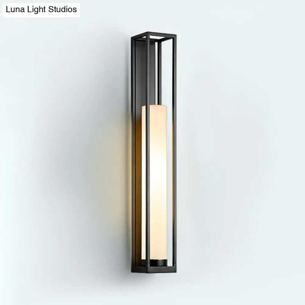 Modern black and white glass tubular wall mount light bedroom sconce