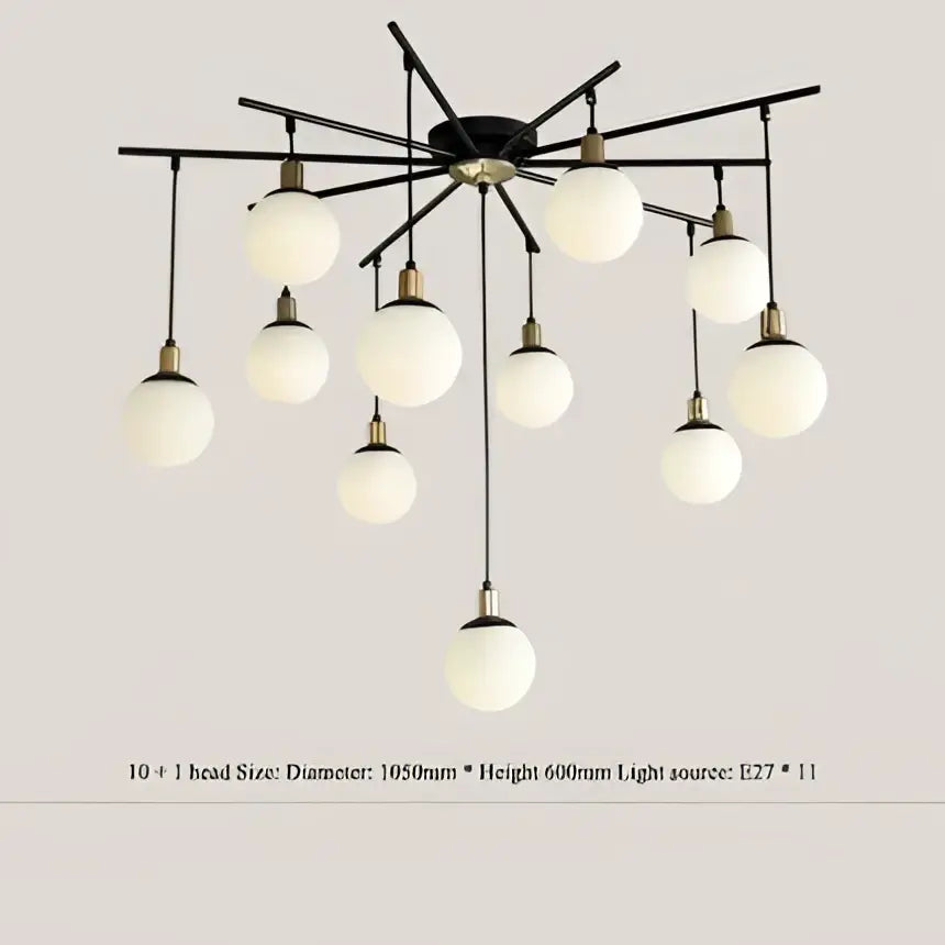Modern black art glass ball molecule chandelier – living room light