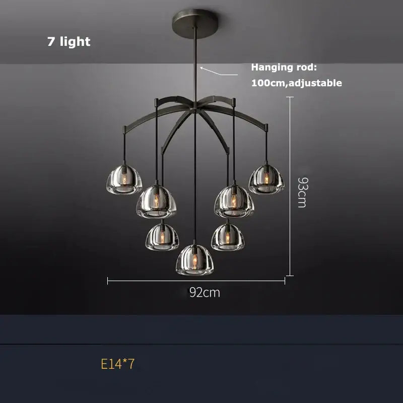 Modern black brass american series crystal led chandelier dining room