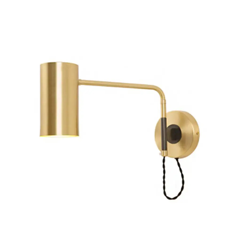 Modern black & brass curved arm wall lamp bedroom lighting