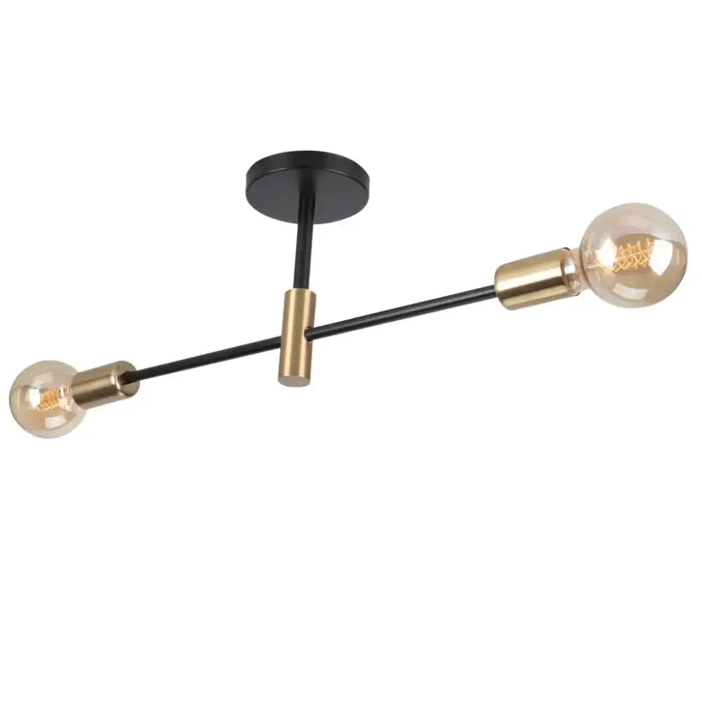 Modern black & brass industrial chandelier living room led lamp