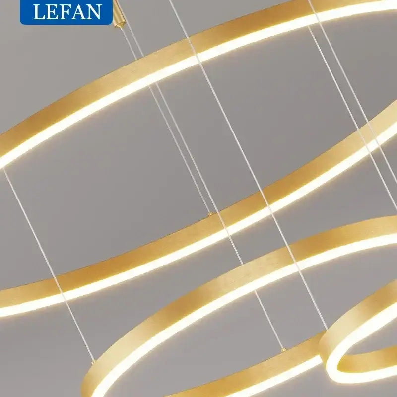 Modern black brushed rings led chandelier for living room