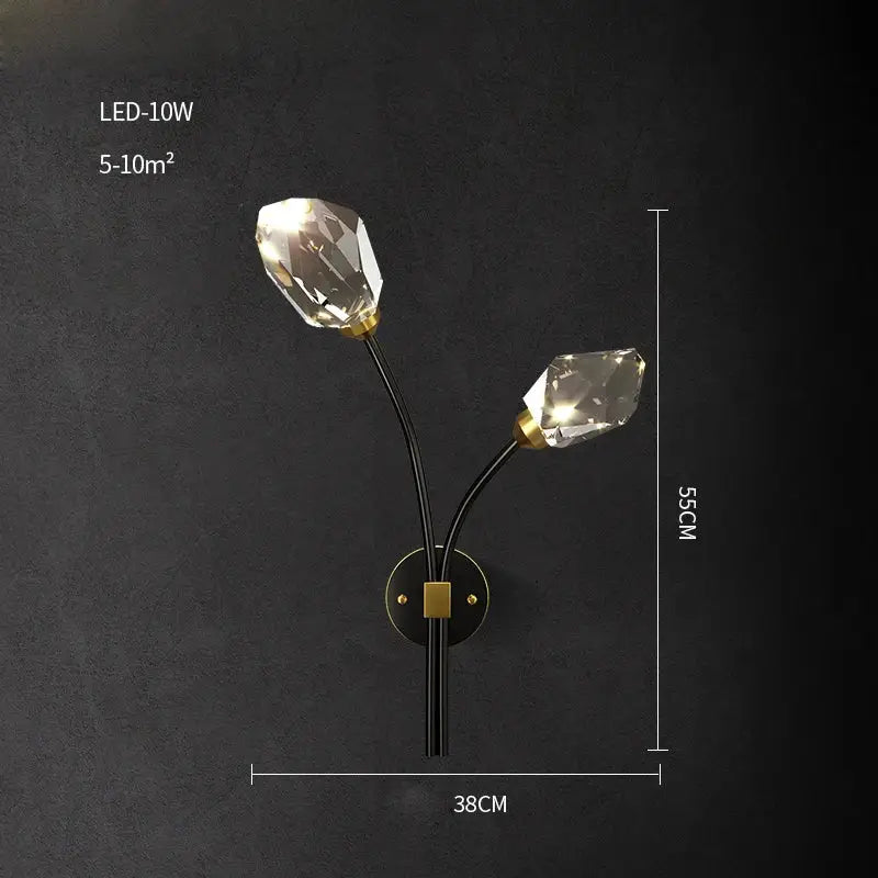 Modern black crystal copper led chandelier dining room pendant light
