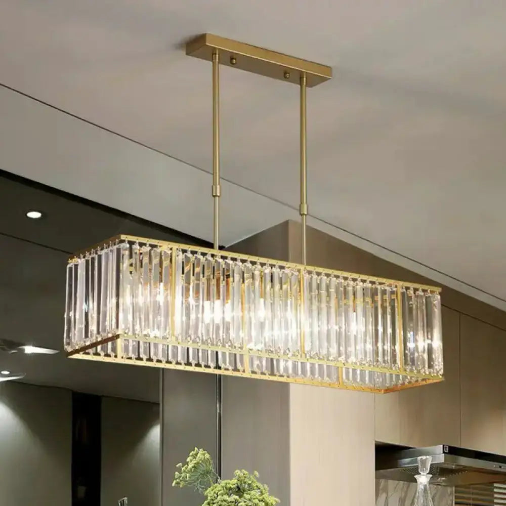 Modern black crystal rectangle dining room pendant light