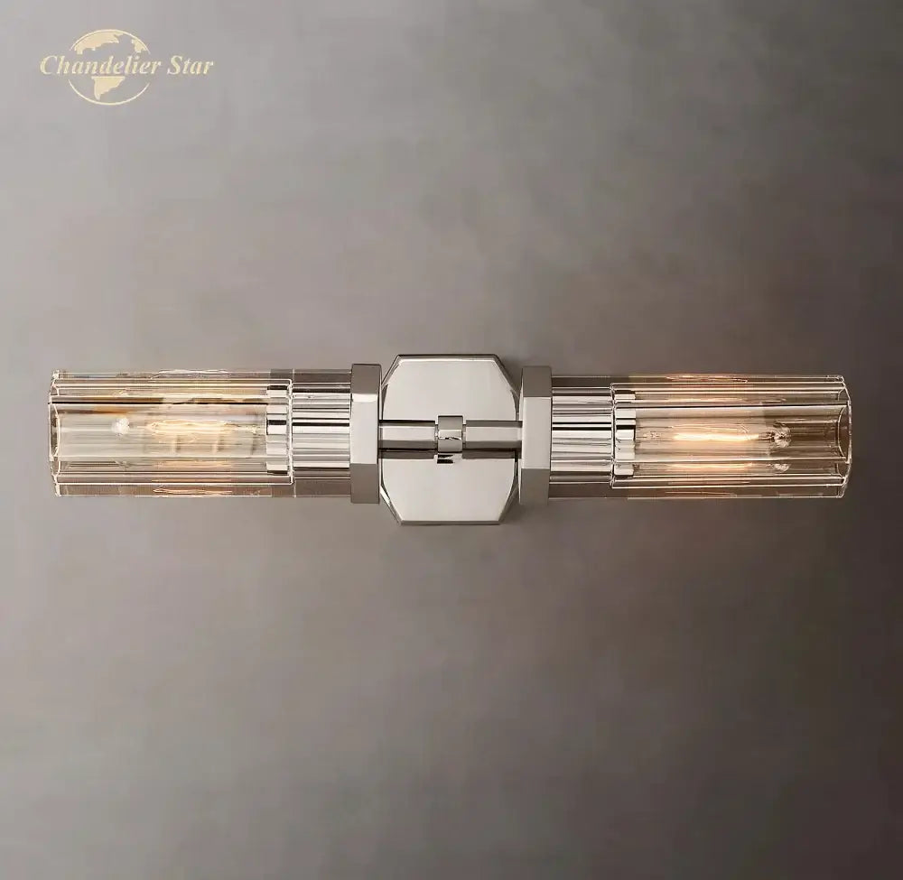 Modern black crystal hexagonal sconce for living room