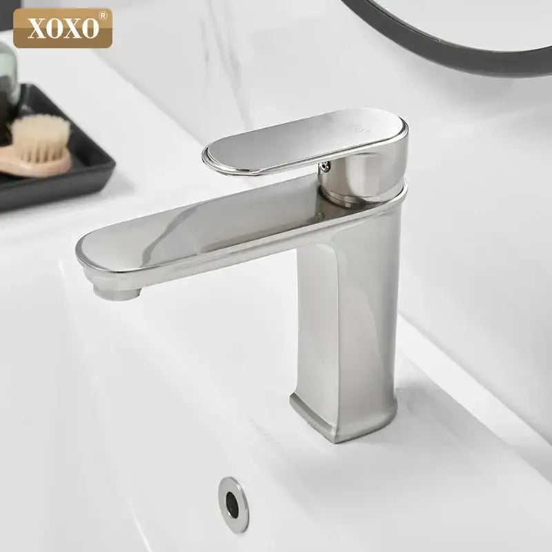 Modern black finish brass basin faucet bathroom hot cold water mixer